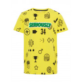 Тениска от органичен памук SERIOUSLY за момче, жълта Name it 28884 