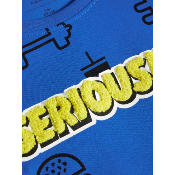 Тениска от органичен памук SERIOUSLY за момче, синя Name it 28889 3