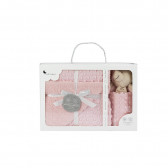 Бебешко одеяло 80 х 100 см в комплект с мека кърпа за гушкане Мече, розово Inter Baby 289495 7