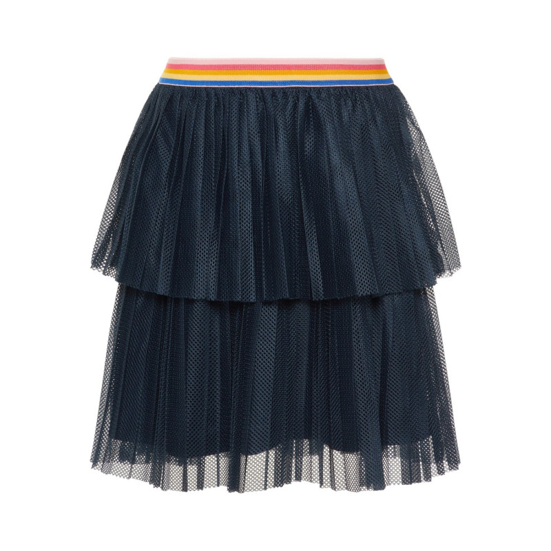 Мрежеста плисирана пола с еластичен ластик за момиче тъмно синя  28956
