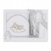 Бебешка хавлия за баня OSO NUBE в комплект с гребен и четка за коса, 100 х 100 см, бяло Inter Baby 289564 