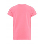 Памучна блуза с къс ръкав и дискретна апликация с пайети, розова Name it 28976 2