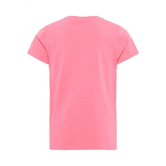 Памучна блуза с къс ръкав и дискретна апликация с пайети, розова Name it 28976 2