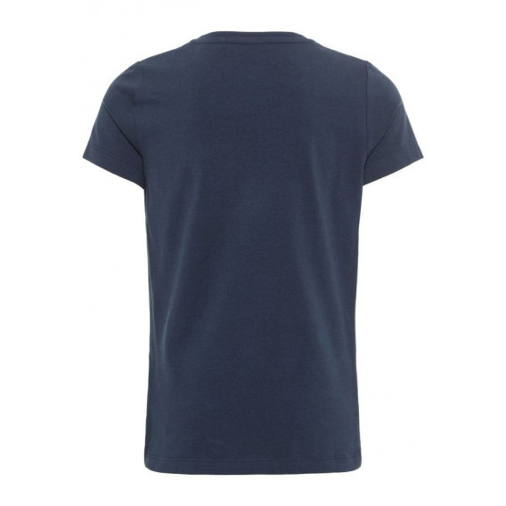 Памучна блуза с къс ръкав и дискретна апликация с пайети, синя Name it 28979 2