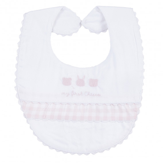 Памучен лигавник за бебе в бяло и розово Chicco 290569 