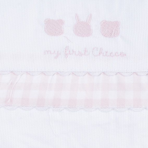 Памучен лигавник за бебе в бяло и розово Chicco 290570 2