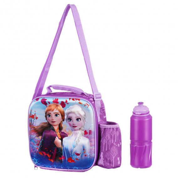 Комплект полиестерна термоизолиранща чанта с 3D образ и спортна бутилка 530 мл, FROZEN II Frozen 290599 