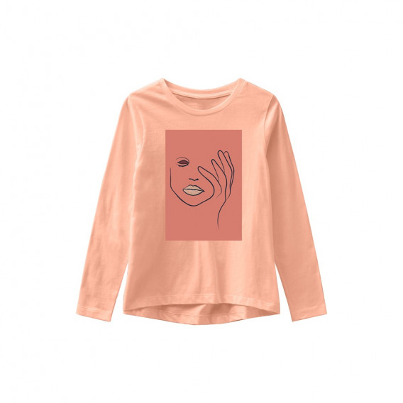 Блуза от органичен памук с щампа женско лице,розова Name it 291073 