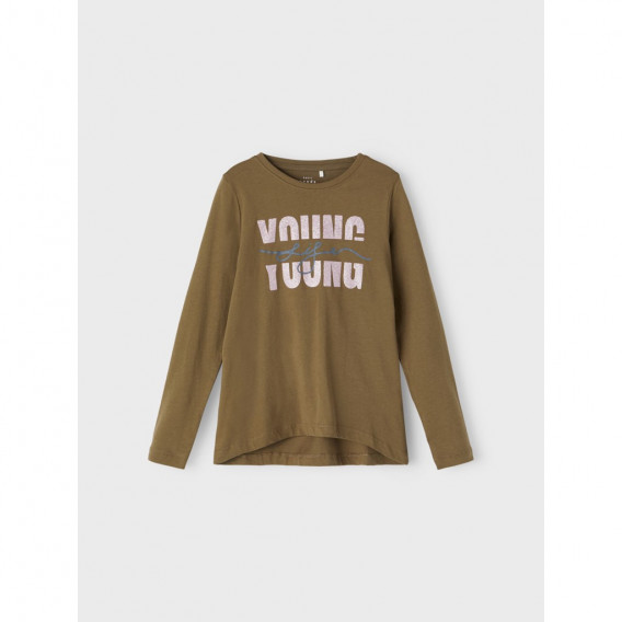 Блуза от органичен памук с брокатен надпис Young Name it 291075 