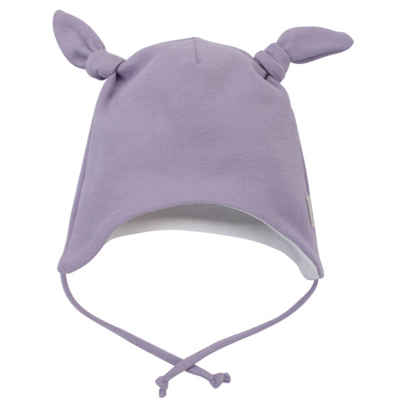Памучна шапка с ушички и връзки, лилава Pinokio 291150 