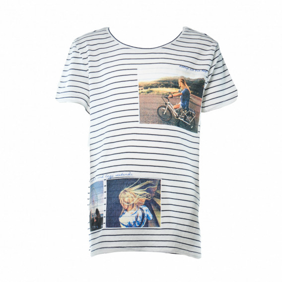 Памучна тениска на райе с щампи снимки за момиче Tom Tailor 29126 
