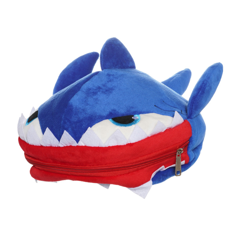 Плюшена 3D раница акула, синя, 29 см.  291390