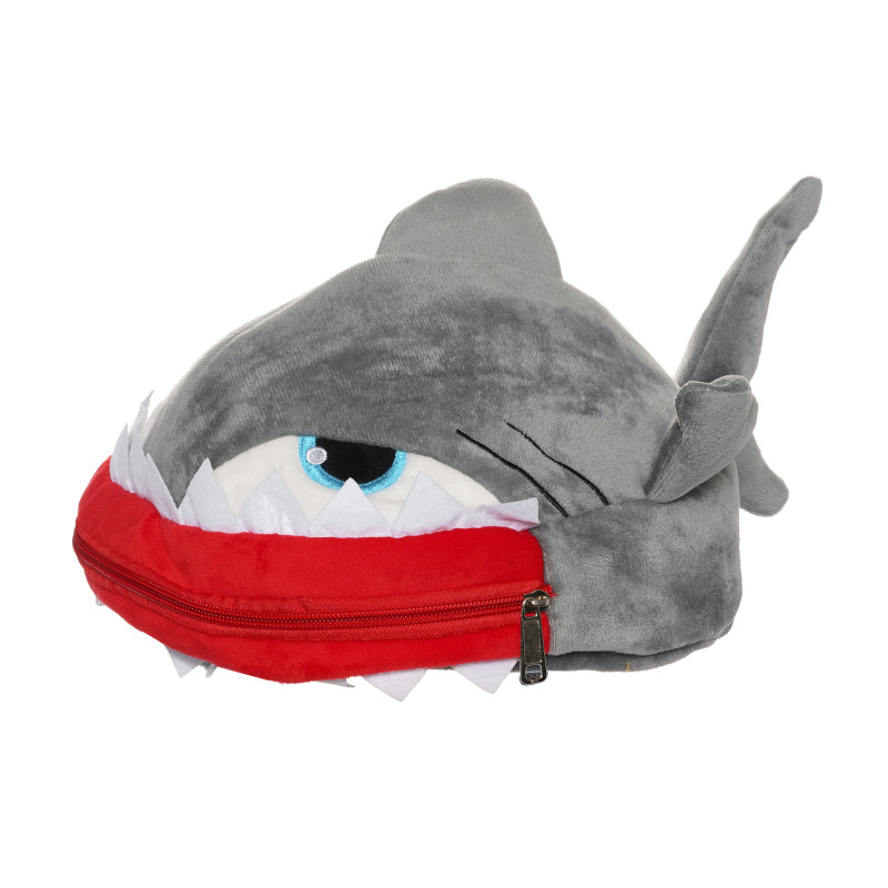 Плюшена 3D раница акула, сива, 29 см.  291396