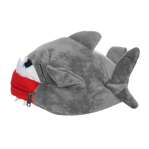 Плюшена 3D раница акула, сива, 29 см. Tea toys 291397 2
