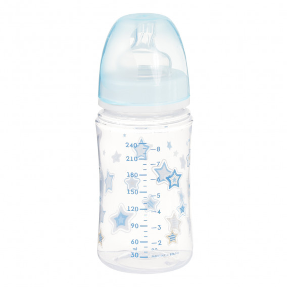 Полипропиленово шише Newborn Baby със силиконов биберон среден поток 3-6 месеца и картинка на звездички, 240 мл Canpol 291504 6