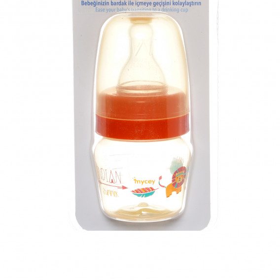 Полипропиленово шише за хранене, с биберон поток новородени, 0+ месеца, 30 мл, цвят: оранжев Mycey 291645 4