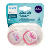 Комплект залъгалки с ортодонтична форма Ultra Air, Happy Girl, 0-6 месеца, 2бр. Philips AVENT 291720 3