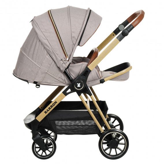 Детска количка Barron 3 в 1, бежова с рамка в дървесен цвят ZIZITO 291830 9