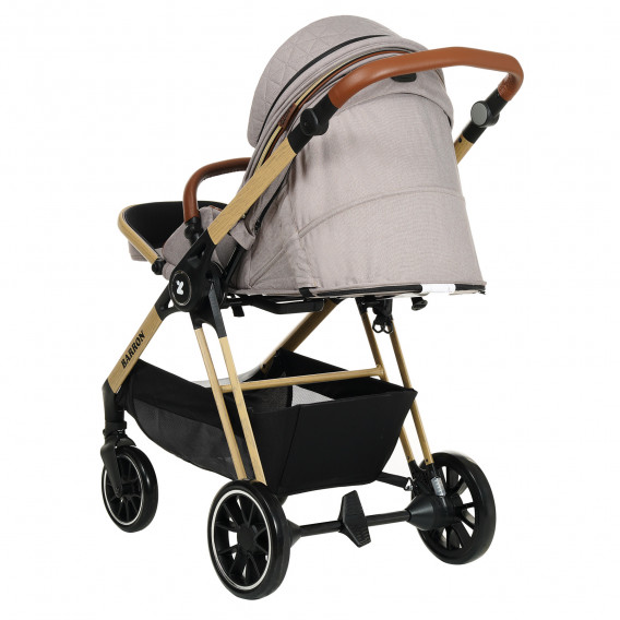Детска количка Barron 3 в 1, бежова с рамка в дървесен цвят ZIZITO 291835 14
