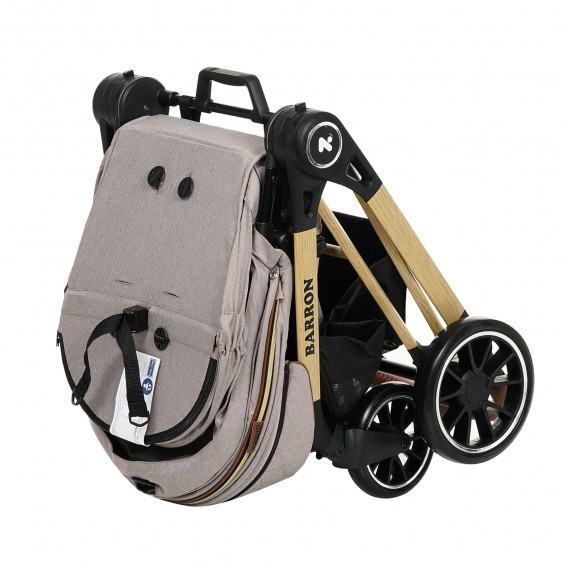 Детска количка Barron 3 в 1, бежова с рамка в дървесен цвят ZIZITO 291843 22