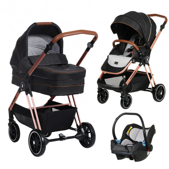 Детска количка Barron 3 в 1, черна със златисто-розова рамка ZIZITO 291851 3