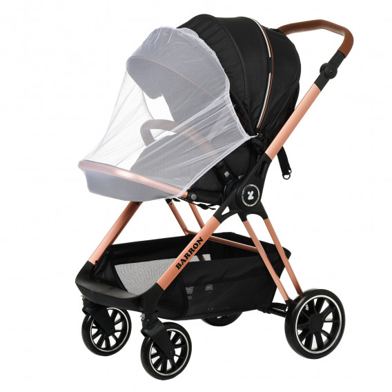 Детска количка Barron 3 в 1, черна със златисто-розова рамка ZIZITO 291867 19