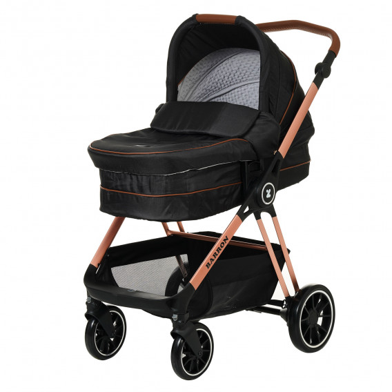 Детска количка Barron 3 в 1, черна със златисто-розова рамка ZIZITO 291871 23