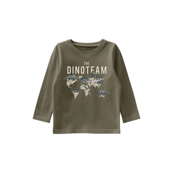 Блуза от органичен памук Dino team за бебе, зелена Name it 291883 