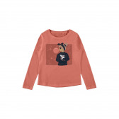 Блуза от органичен памук с щампа на момиче за бебе, розова Name it 291967 5