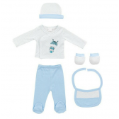 Бебешки комплект за изписване с фигурален принт и щампа на мече, син Inter Baby 292303 2