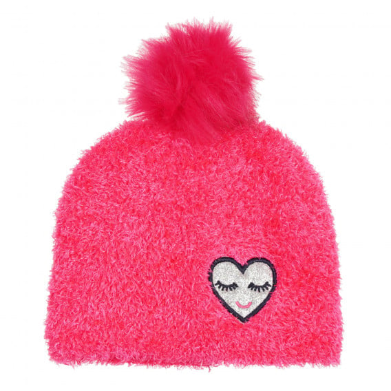 Плюшена шапка с апликация сърце, розова Cool club 292351 