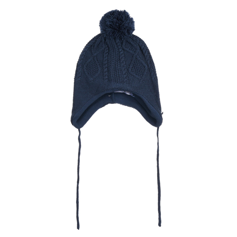 Зимна шапка с фигурално плетиво,синя  292454