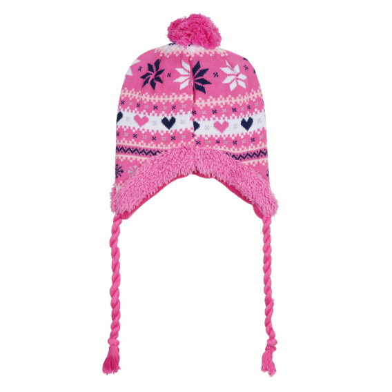 Плетена шапка с фигурален принт и помпон, розова Cool club 292469 4
