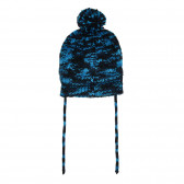 Плетена шапка с помпон и връзки ,синя Cool club 292525 