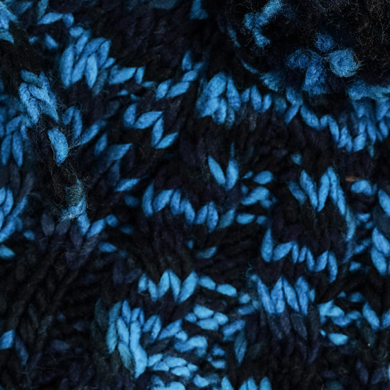 Плетена шапка с помпон и връзки ,синя Cool club 292526 2
