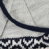 Плетена зимна шапка с пух и фигурален принт ,сива  292531 3