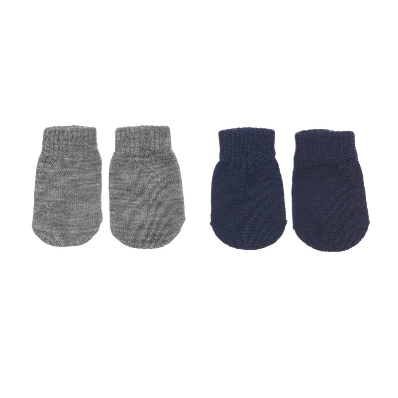 Комплект от два чифта ръкавички за бебе, в сиво и синьо  292790