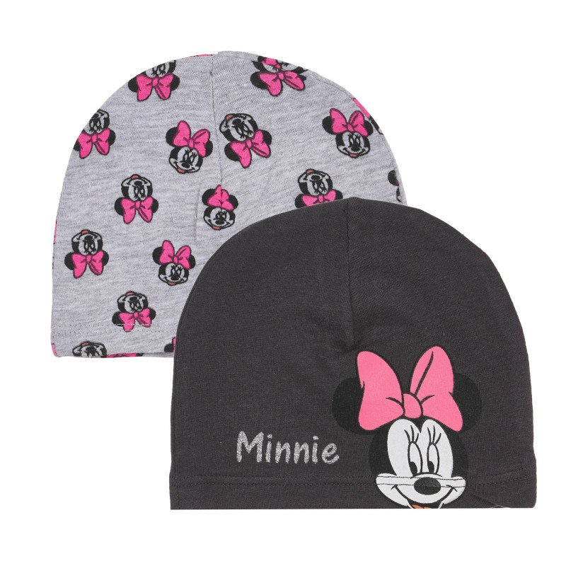 Два броя памучни шапки за бебе с щампа Мини Маус, сиви  292846