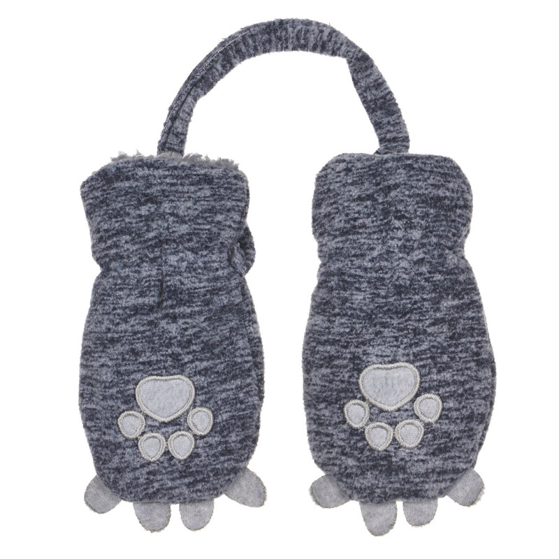 Ръкавички за бебе с апликация лапички, сиви  292886