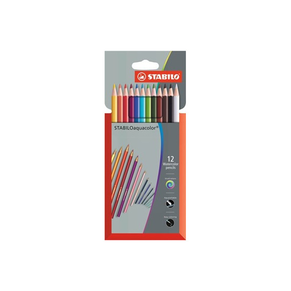Акварелни цветни моливи aquacolor, 12 цвята Stabilo 29302 