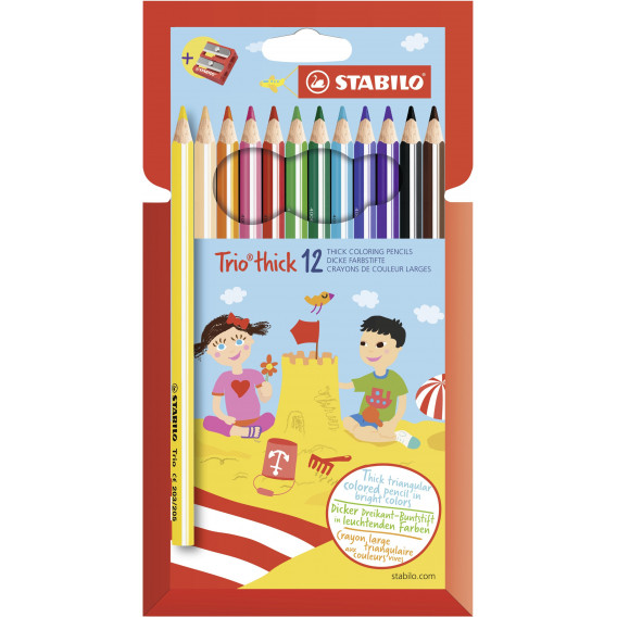 Цветни моливи trio thick ергономични, 12 цвята Stabilo 29304 