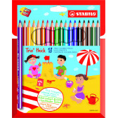 Цветни моливи trio thick ергономични, 18 цвята Stabilo 29305 
