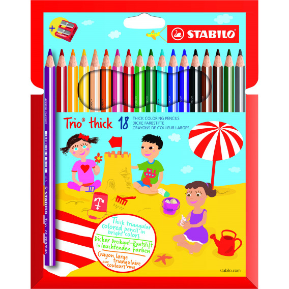 Цветни моливи trio thick ергономични, 18 цвята Stabilo 29305 
