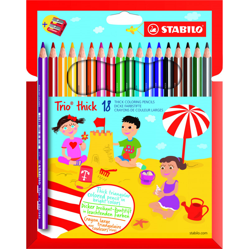 Цветни моливи trio thick ергономични, 18 цвята  29305