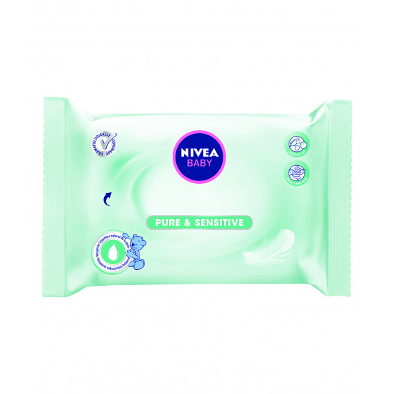 Мокри кърпички Baby pure & sensitive за чувствителна кожа, 63 бр. Nivea 2931 