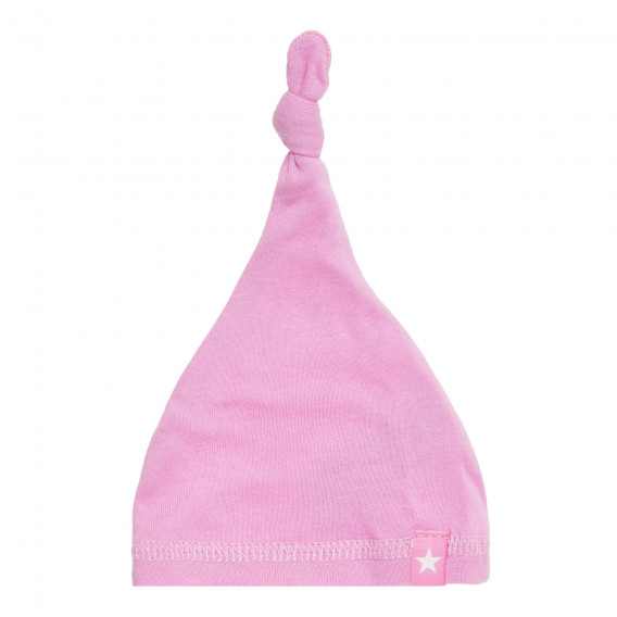 Комплект от две памучни шапки за бебе с възел, розов Cool club 293479 6