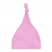 Комплект от две памучни шапки за бебе с възел, розов Cool club 293480 7