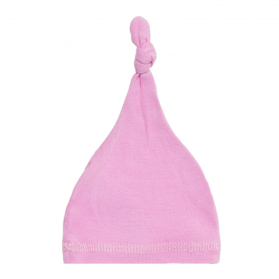 Комплект от две памучни шапки за бебе с възел, розов Cool club 293480 7