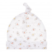 Памучна шапка за бебе с принт Мечо Пух, бяла Cool club 293538 3
