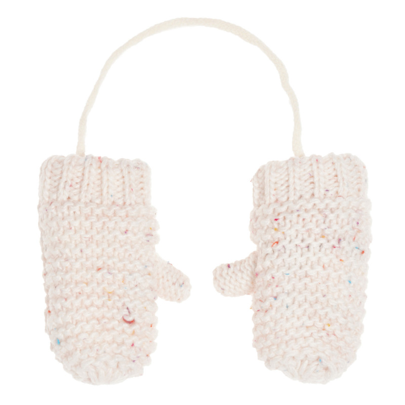 Плетени ръкавици за бебе с цветни акценти, екрю  293582